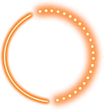 Orange neon circle frame